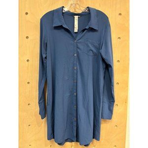 Oiselle Blue Collared 3/4 Sleeve Pocket Front Shirt Dress Size 4